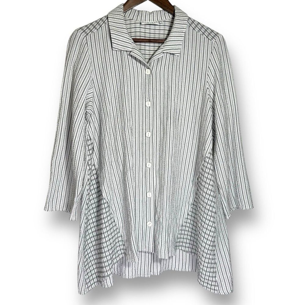 Habitat Clothes To Live In Shirt S Crinkle Crepe Top Asymmetrical Lagenlook